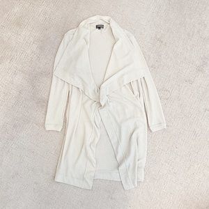 Taupe Waffle Knit Drape Cardigan with Pockets